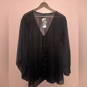 NWT Torrid 4X Chiffon Lurex Button-Up Blouse